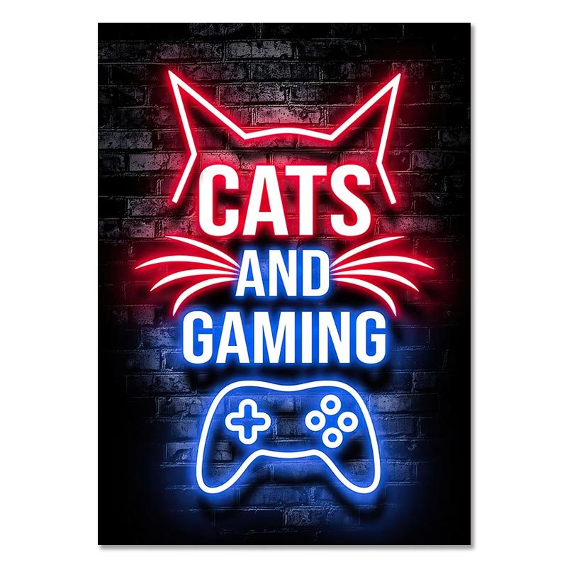 CATS AND GAMING – Gaming Room Poster Wall Art