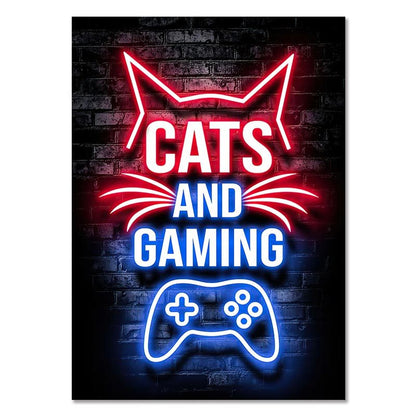 CATS AND GAMING – Gaming Room Poster Wall Art