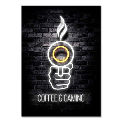COFFE & GAMING – Gaming Room Poster Wall Art